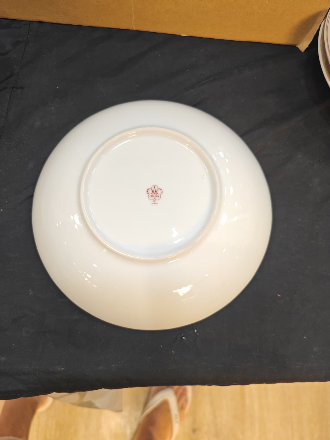 Okura Art China “Small Flowers” Gilt-Rim Shallow Soup Plate, Japan