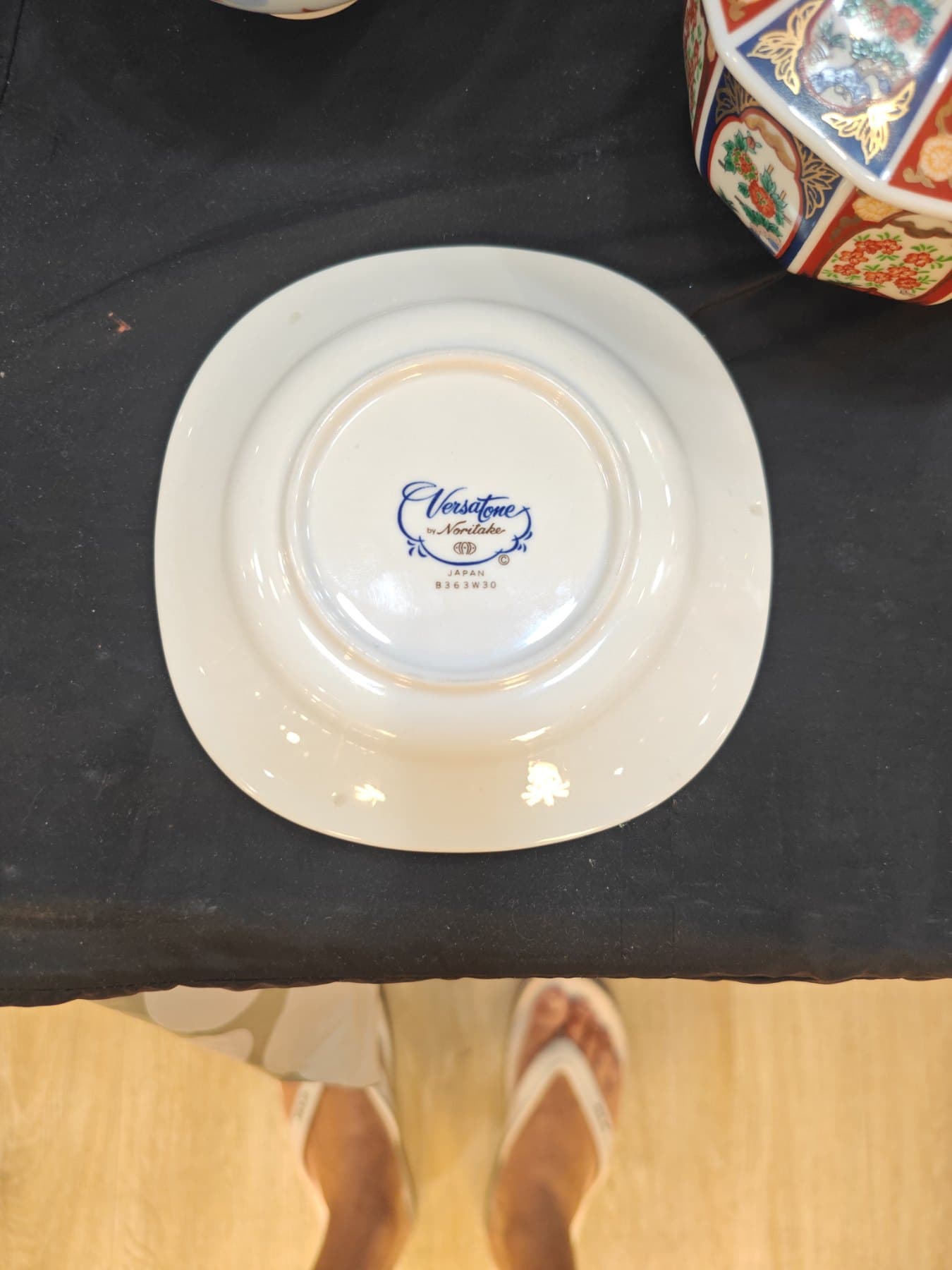 日本 Noritake Versatone“Seabreeze”蓝色环纹圆形餐盘，款号 B363W30